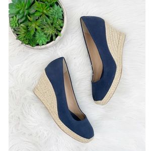 Navy Blue Wedge Espadrilles